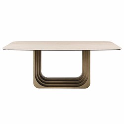 Casa Padrino mesa de comedor de lujo beige / bronce 200 cm - Muebles de hotel y comedor