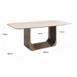Casa Padrino mesa de comedor de lujo beige / bronce 200 cm - Muebles de hotel y comedor