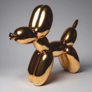 Casa Padrino Decorative Sculpture Balloon Dog Chrome Gold 120 cm - Large Garden Figurine