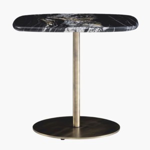 Casa Padrino Luxus Beistelltisch mit Marmorplatte Schwarz / Messing H. 55 cm