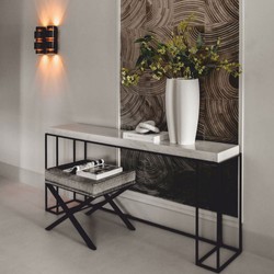 Casa Padrino objeto decorativo de mármol de lujo anillos blanco 25 cm - Decoración de salón