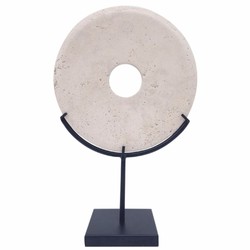Casa Padrino objeto decorativo de lujo en travertino beige / negro mate Al. 36 cm