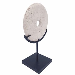 Casa Padrino objeto decorativo de lujo en travertino beige / negro mate Al. 36 cm