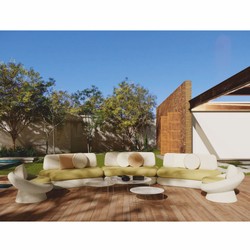 Luxus Wohnzimmer Hotel Outdoor Garten Sessel Hellbeige Grün