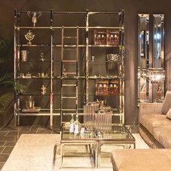 Casa Padrino coffee table with 4 pull-out side tables silver 120 cm