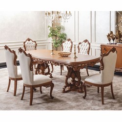 Casa Padrino silla de comedor barroco de lujo blanco / marrón Al. 116 cm - Muebles de estilo barroco