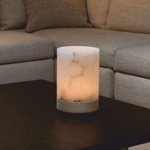 Casa Padrino Luxus Kerzenleuchter Alabaster / Grau H. 28 cm - Luxus Accessoires