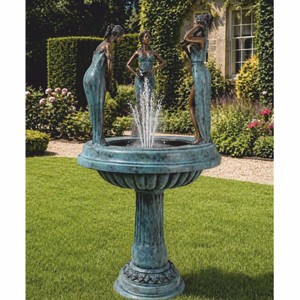 Casa Padrino Fuente Art Nouveau de Bronce Tres Mujeres Al. 135 cm - Decoración de Jardín