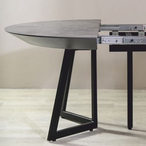 Casa Padrino Esstisch Grau / Schwarz 138-314 cm - Runder Ausziehbarer Küchentisch