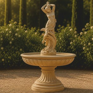 Casa Padrino fuente barroco beige Ø 152 x Al. 240 cm - Magnífica fuente de jardín