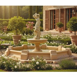 Casa Padrino fuente barroco beige Ø 152 x Al. 240 cm - Magnífica fuente de jardín