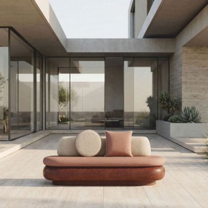 Casa Padrino sofá de lujo de hormigón marrón / rosa / crema 188 cm - Sofá de jardín
