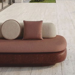 Casa Padrino sofá de lujo de hormigón marrón / rosa / crema 188 cm - Sofá de jardín