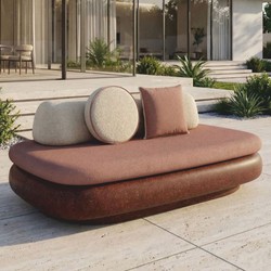 Casa Padrino sofá de lujo de hormigón marrón / rosa / crema 188 cm - Sofá de jardín