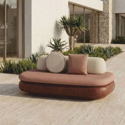 Casa Padrino sofá de lujo de hormigón marrón / rosa / crema 188 cm - Sofá de jardín