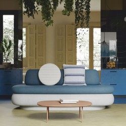 Casa Padrino sofá de lujo de hormigón blanco / azul 188 cm - Sofá de jardín Casa Padrino sofá de lujo de hormigón blanco / azul 188 cm - Sofá de jardín