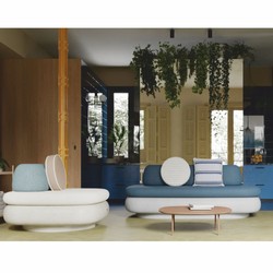 Casa Padrino sofá de lujo de hormigón blanco / azul 188 cm - Sofá de jardín