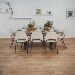 Casa Padrino Esstisch Beige / Schwarz 180-468 cm - Rechteckiger Ausziehbarer Küchentisch