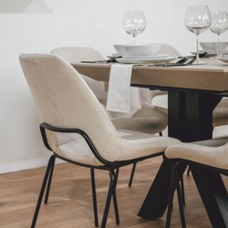 Ausziehbarer Esstisch Küchentisch Beige Schwarz