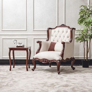 Casa Padrino Luxus Barock Ohrensessel Weiß / Dunkelbraun - Barockstil Möbel