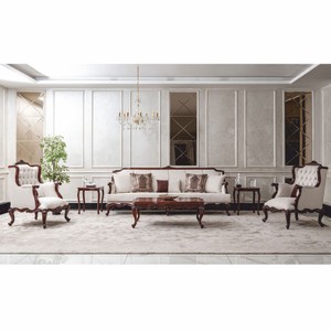 Casa Padrino Luxus Barock Ohrensessel Weiß / Dunkelbraun - Barockstil Möbel