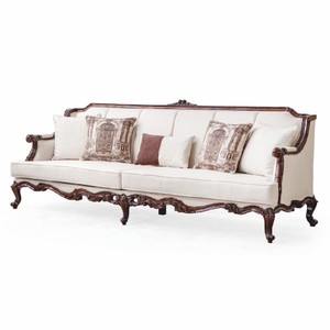 Casa Padrino Luxus Barock Wohnzimmer Sofa Weiß / Dunkelbraun 260 cm - Barock Möbel