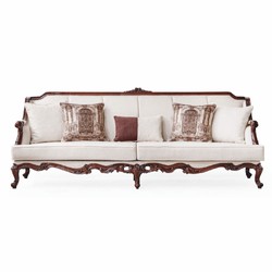 Prunkvolles Luxus Barock Wohnzimmer Sofa Weiß Dunkelbraun
