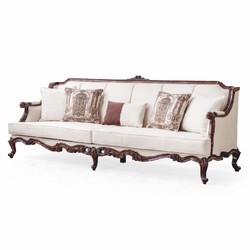 Prunkvolles Luxus Barock Wohnzimmer Sofa Weiß Dunkelbraun