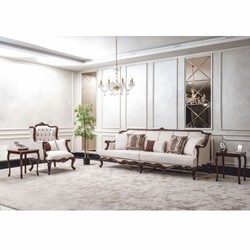 Prunkvolles Luxus Barock Wohnzimmer Sofa Weiß Dunkelbraun