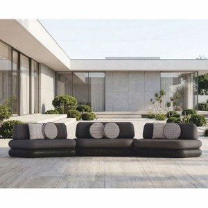 Casa Padrino sofá de lujo de hormigón gris / antracita 463 cm - Sofá de jardín