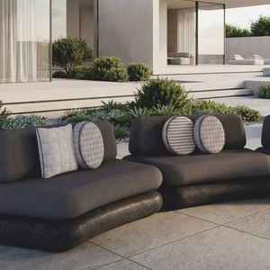 Casa Padrino Luxus Beton Sofa Grau / Anthrazit 463 cm - Outdoor Garten Sofa