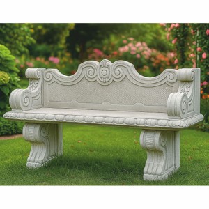 Casa Padrino Banco de Jardín Barroco de Hormigón Gris 140 cm - Muebles de Jardín Barroco - Hecho en Italia