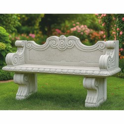 Casa Padrino Baroque Concrete Garden Bench Gray 140 cm - Baroque Garden Furniture - Made in Italy
