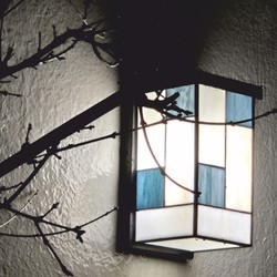 Casa Padrino applique da esterno a LED Tiffany Art Déco crema / grigio / nero A. 28 cm