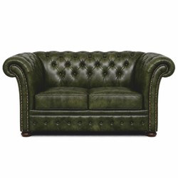 Casa Padrino canapé Chesterfield 2 places de luxe en cuir vert foncé vintage / marron foncé 170 cm