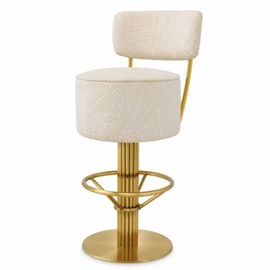 Casa Padrino tabouret de bar de luxe en acier inoxydable crème / laiton H. 104 cm - Mobilier de bar