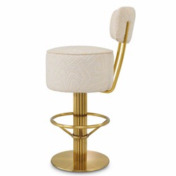 Casa Padrino Luxury Stainless Steel Bar Stool Cream / Brass H. 104 cm - Luxury Bar Furniture