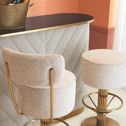 Casa Padrino Luxury Stainless Steel Bar Stool Cream / Brass H. 104 cm - Luxury Bar Furniture