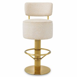 Casa Padrino Luxury Stainless Steel Bar Stool Cream / Brass H. 104 cm - Luxury Bar Furniture