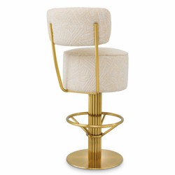 Casa Padrino Luxury Stainless Steel Bar Stool Cream / Brass H. 104 cm - Luxury Bar Furniture