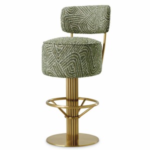 Casa Padrino tabouret de bar de luxe en acier inoxydable vert / laiton H. 104 cm - Mobilier de bar