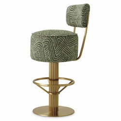 Casa Padrino Luxury Stainless Steel Bar Stool Green / Brass H. 104 cm - Luxury Bar Furniture