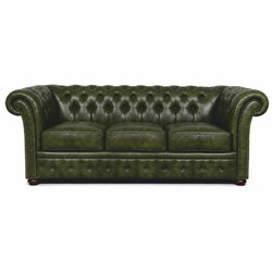 Casa Padrino divano Chesterfield di lusso a 3 posti in pelle verde scuro vintage / marrone scuro 210 cm