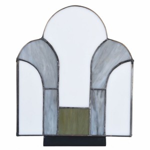 Casa Padrino Art Deco Tiffany Tischleuchte Weiß / Blau-Grau / Grün / Schwarz H. 28,5 cm