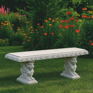 Casa Padrino Banco de Jardín Barroco de Hormigón Gris 158 cm - Muebles de Jardín Barroco - Hecho en Italia