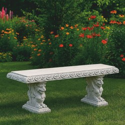 Casa Padrino Baroque Concrete Garden Bench Gray 158 cm - Baroque Garden Furniture - Made in Italy
