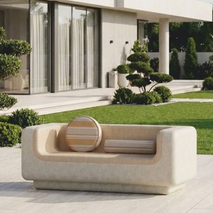 Casa Padrino sofá de lujo crema / beige 180 cm - Sofá de hormigón resistente a la intemperie