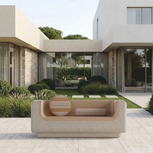 Casa Padrino Luxus Sofa Creme / Beige 180 cm - Wetterfestes Beton Sofa