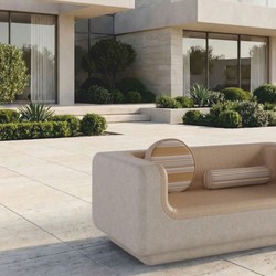 Luxus Wohnzimmer Hotel Outdoor Garten Sofa Creme Beige