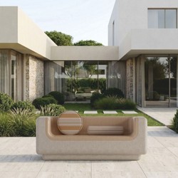 Luxus Wohnzimmer Hotel Outdoor Garten Sofa Creme Beige